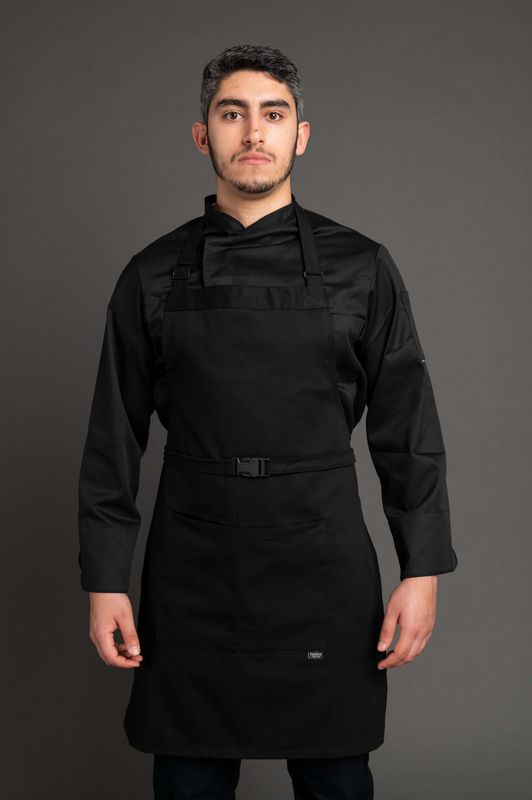 Zanfqvo 2 Pack Chef Tabliers, Noir Tablier de cuisine avec 2 Poches, Etanche Réglable Tablier Cuisine Professionnel pour Cuisine, Jardinage, Restaurant, Barbecue, Café