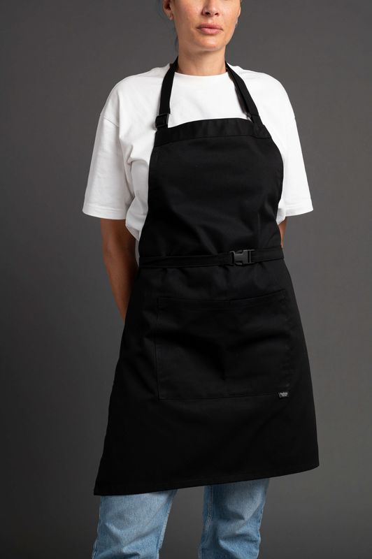 Tablier Esthéticienne Noir Professionnel - Polycoton Renforcé, Double Poche