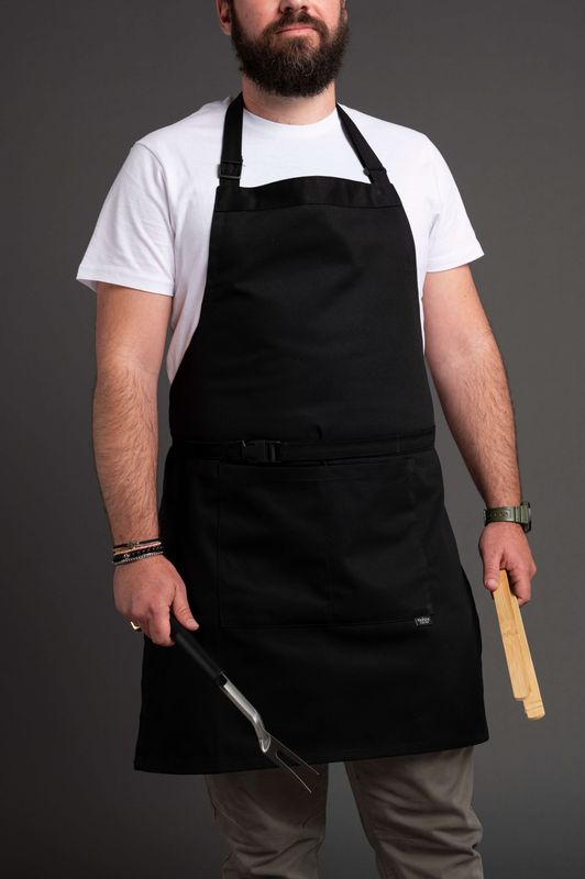 Tablier De Barbecue Homme – Motif Pompiers, Noir – Taille XL, Coton – Cadeau Idéal Pour Les Grillades