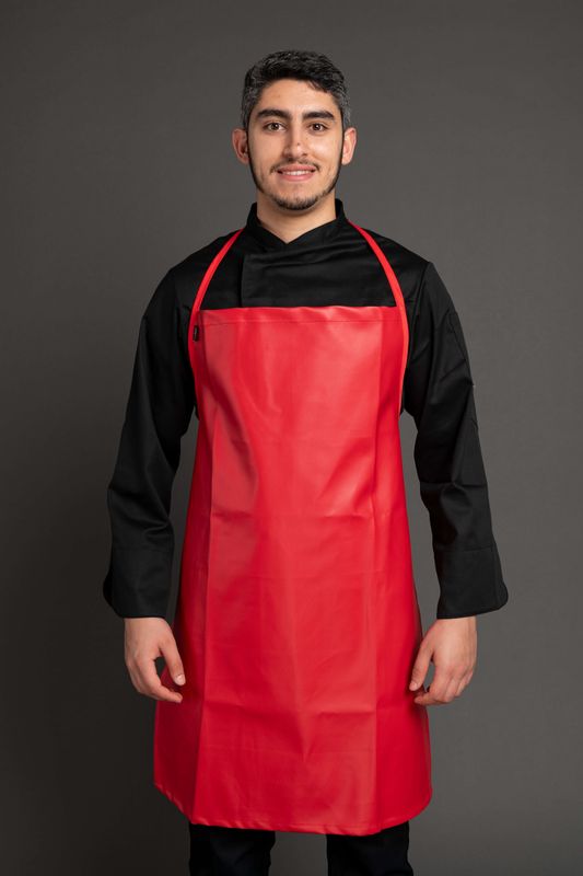Tablier de Boucherie Professionnel Rouge en PVC - Protection & Visibilité