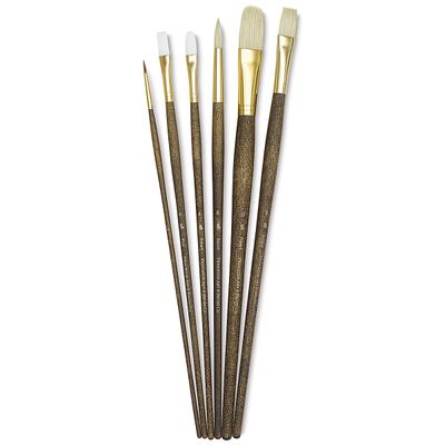 LH BRISTLE BRUSH SET ROUND 2 6 FLAT 4 FILBERT 4 12 BRIGHT 8