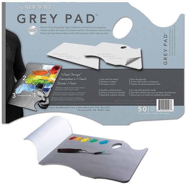 GREY DISPOSABLE PAPER PALETTE HAND HELD 11INX16IN 50SH