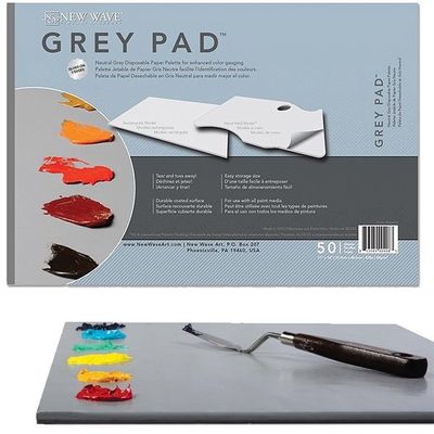 GREY DISPOSABLE PAPER PALETTE RECTANGULAR 11INX16IN 50SH