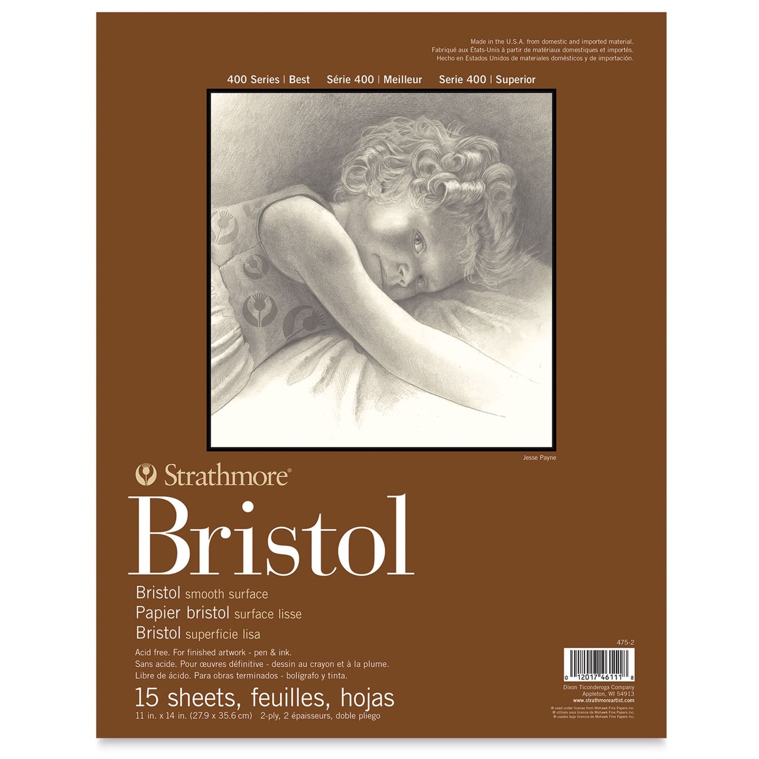 BRISTOL 2 PLY SMOOTH TAPE SIDE 15 SHEETS 100LB 11X14