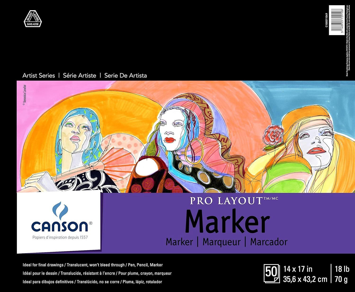MARKER PRO LAYOUT TAPE BOUND PAD 50 SHEETS 14X17