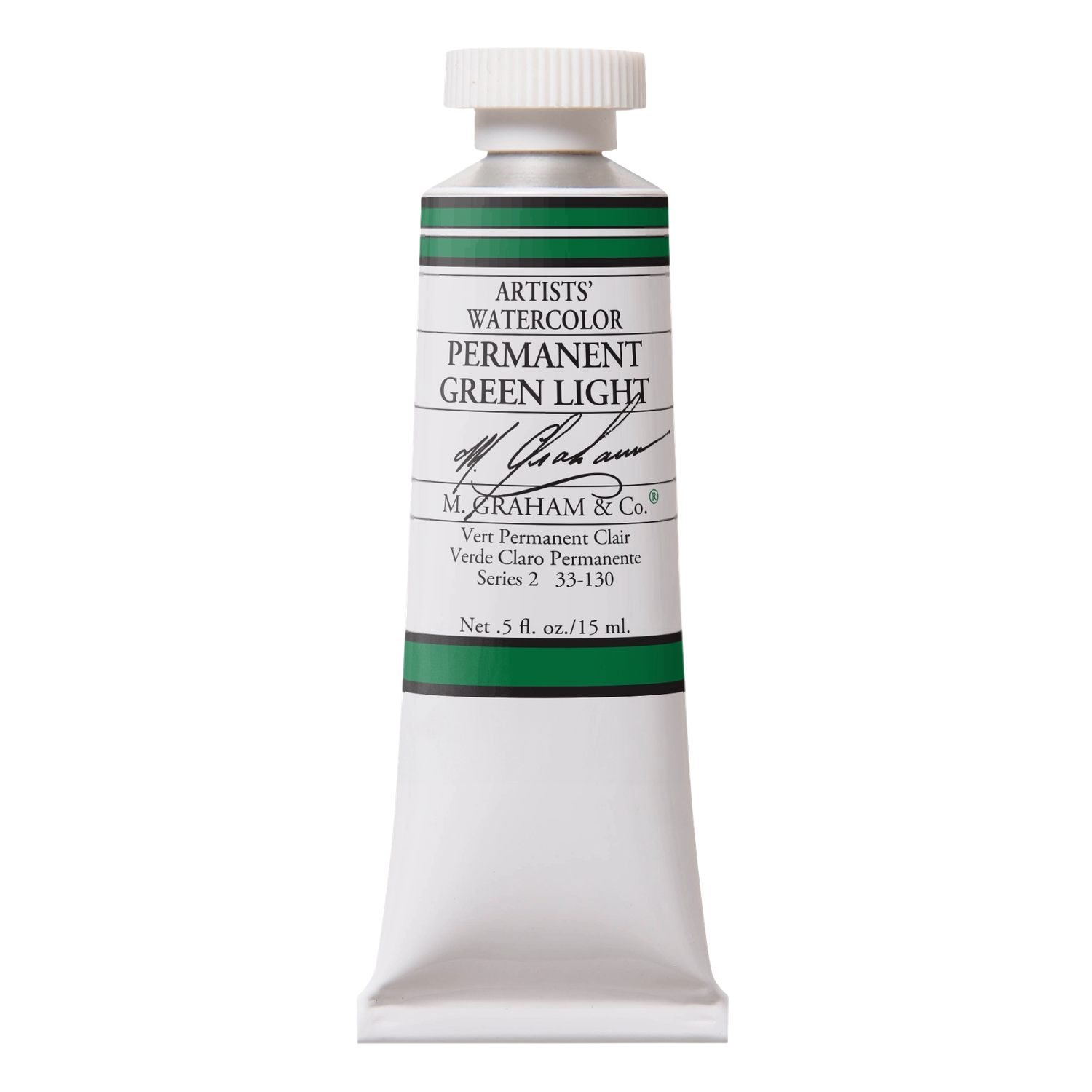M GRAHAM PERMANENT GREEN LIGHT 15ML WATERCOLOR