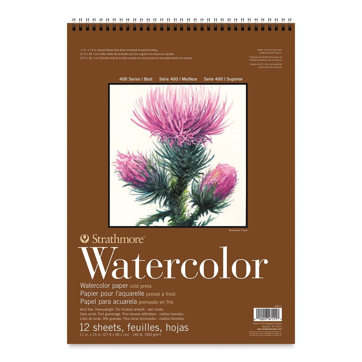 WATERCOLOR COLD PRESS SPIRAL TOP PAD 140LB 12 SHEETS 11X15