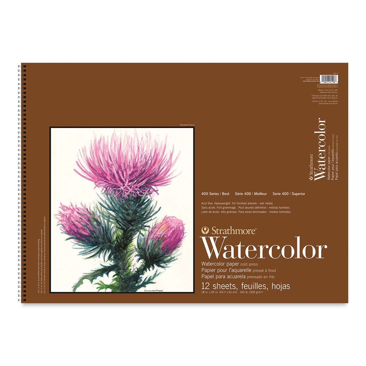 WATERCOLOR COLD PRESS SPIRAL TOP PAD 140LB 12 SHEETS 18X24