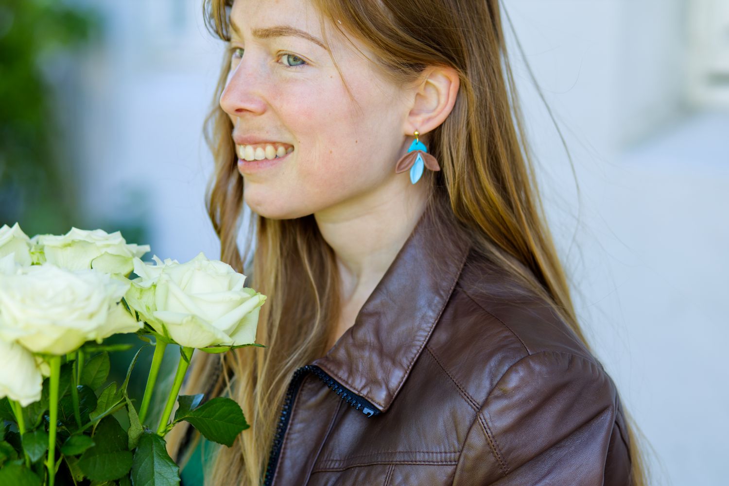 Half flower earrings
