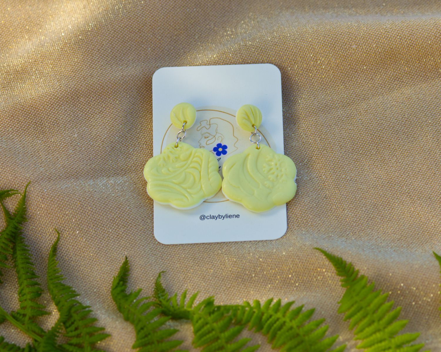 Butter yellow earrings with texture (last chance)