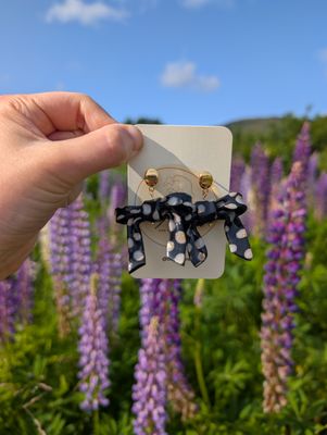 Polka dot bow earrings (two options)