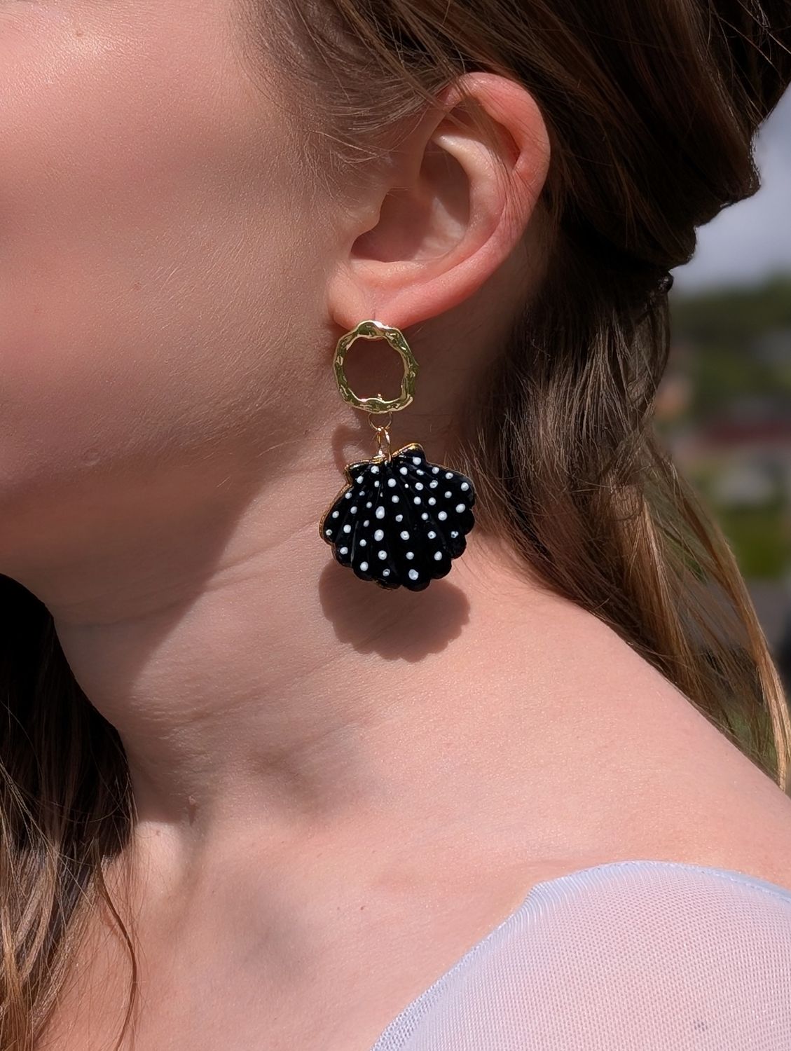 Polka dot shell earrings