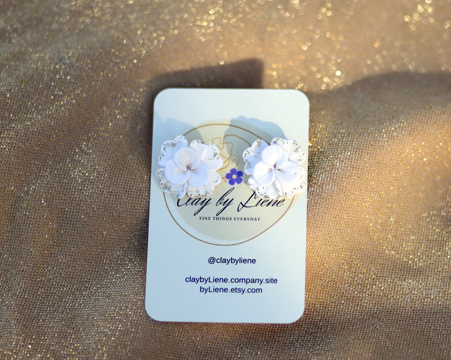 Flower earrings with golden edges - medium