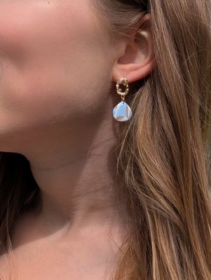 Drop earrings with stud with zirconia stones
