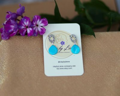 Drop earrings with stud with zirconia stones