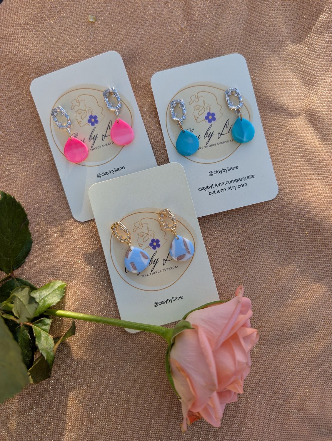 Drop earrings with stud with zirconia stones