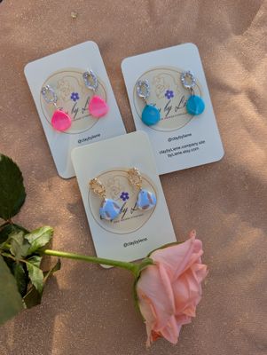 Drop earrings with stud with zirconia stones