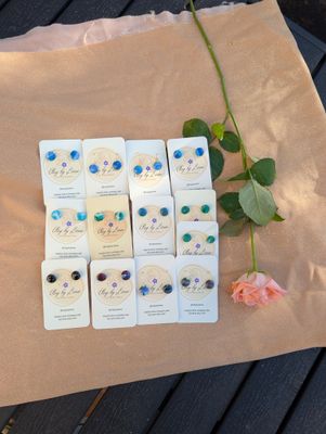 Polymer clay stud earrings (some with hooks)