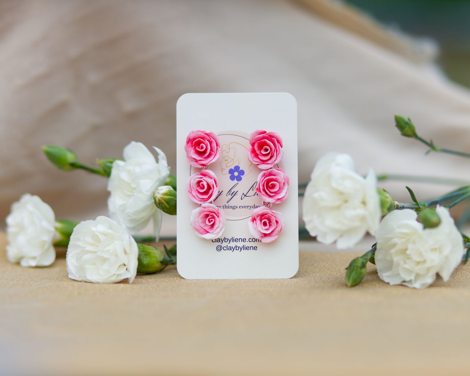 Triple rose earrings
