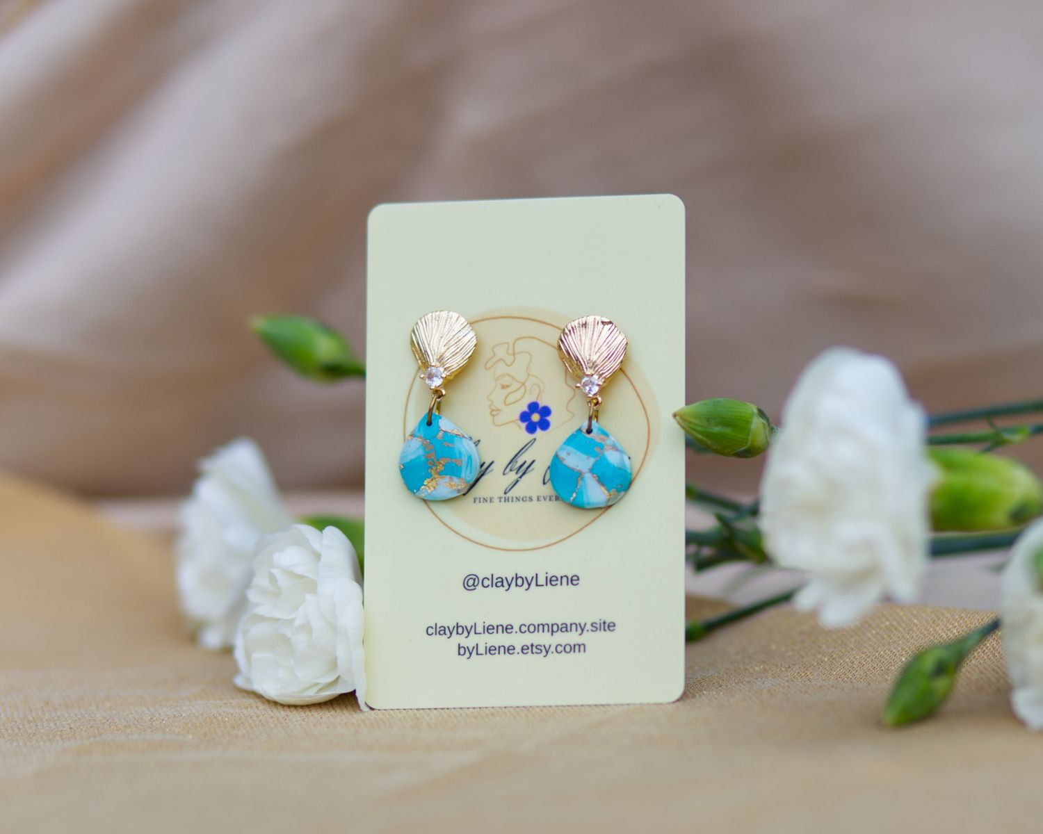 Turquoise drop earrings with musling  studs