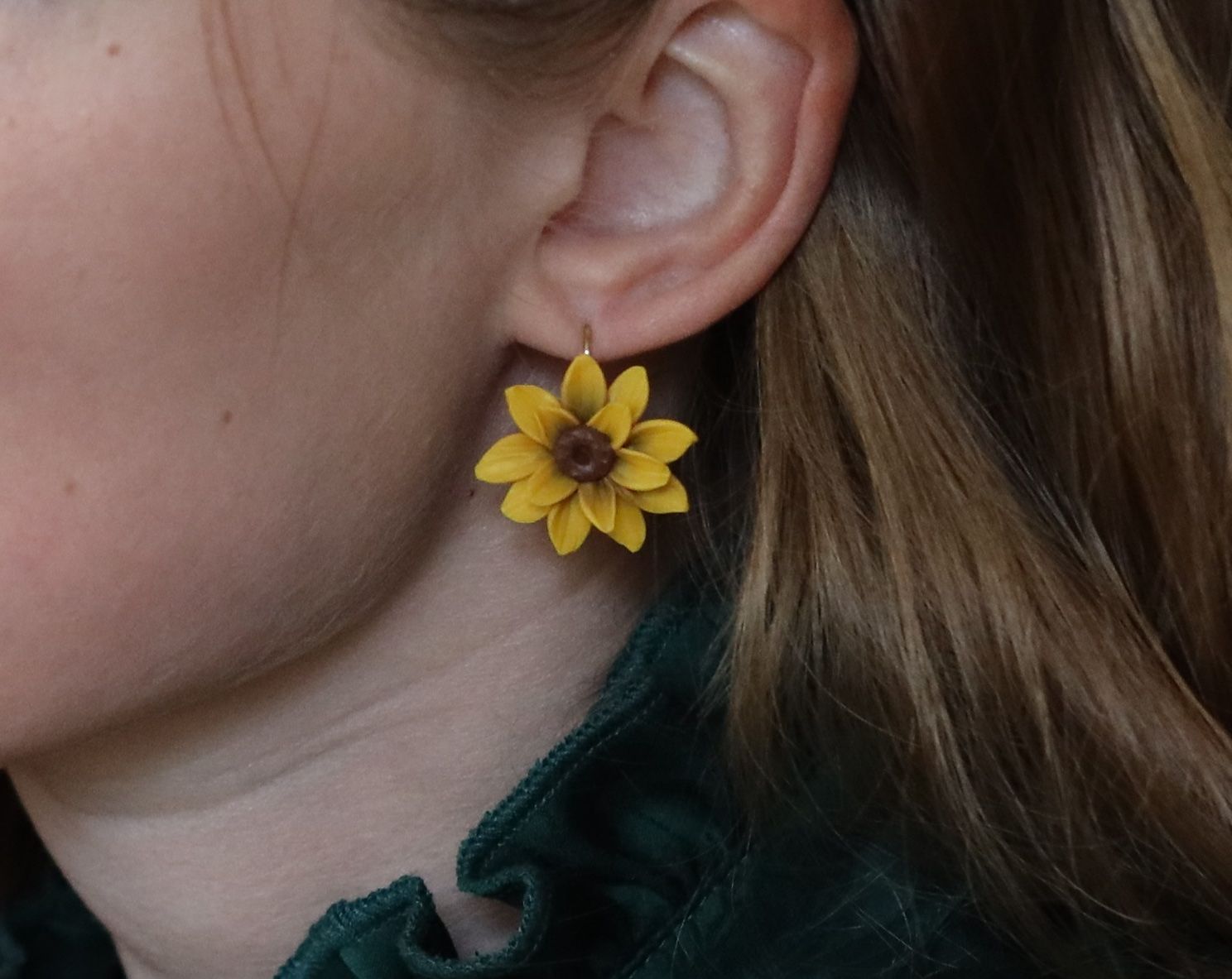 Sunflower hook earrings