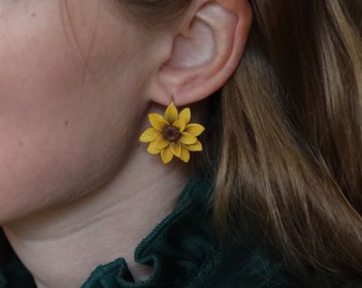 Sunflower hook earrings