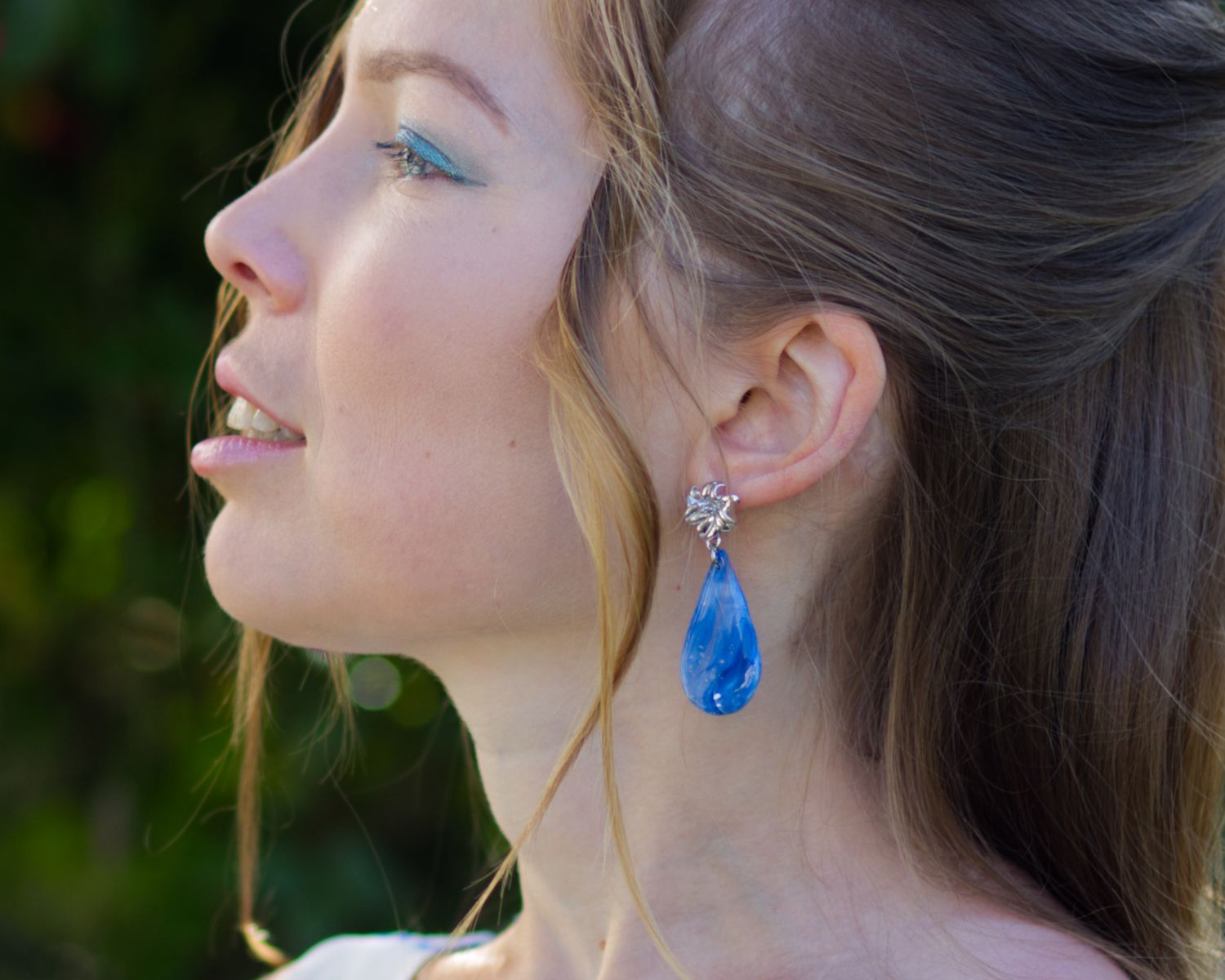 Large blue drop earrings