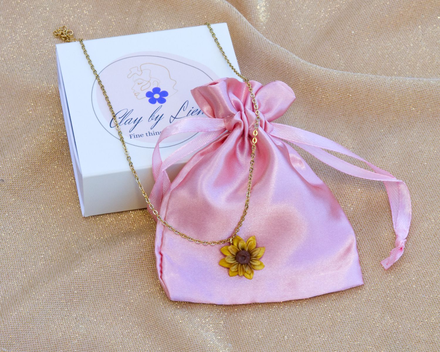 Golden sunflower necklace