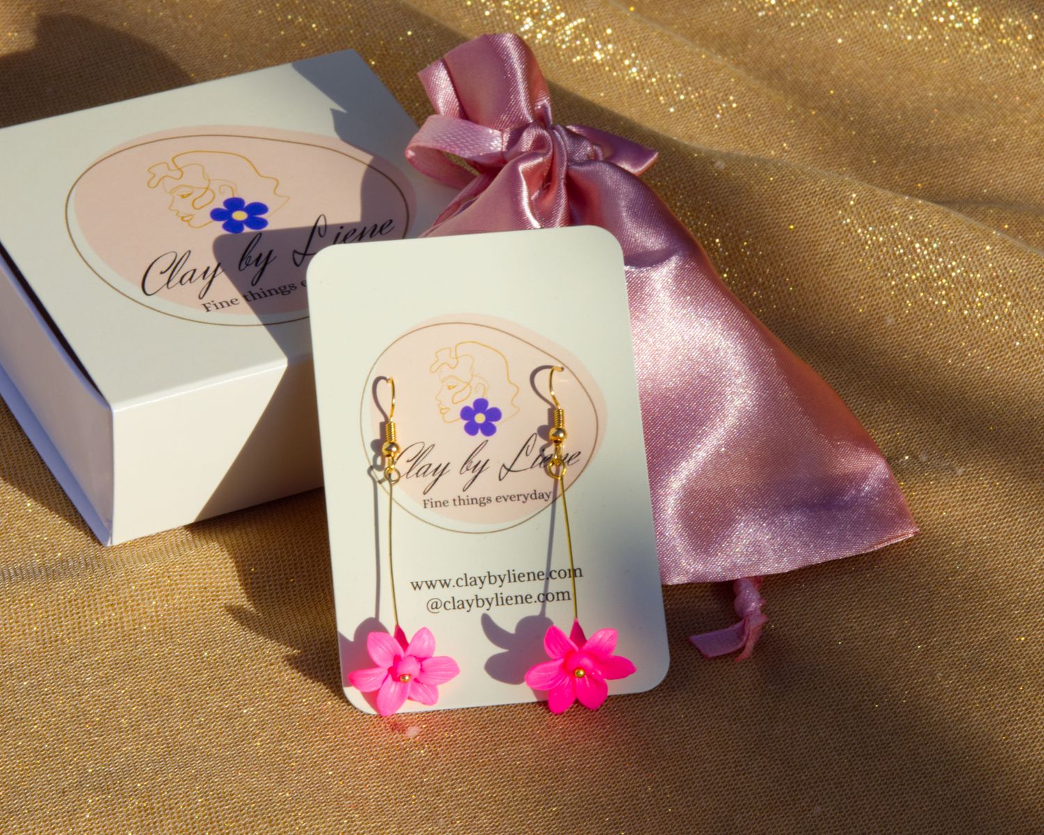 Long flower earrings
