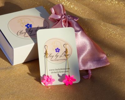 Long flower earrings