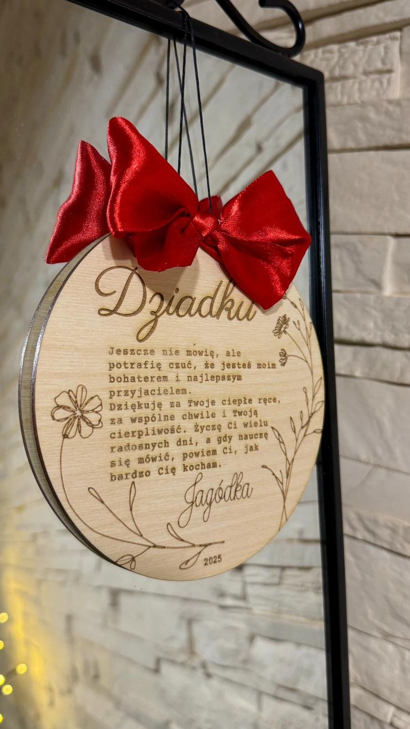 Drewniana zawieszka z życzeniami dla Babci /Dziadka