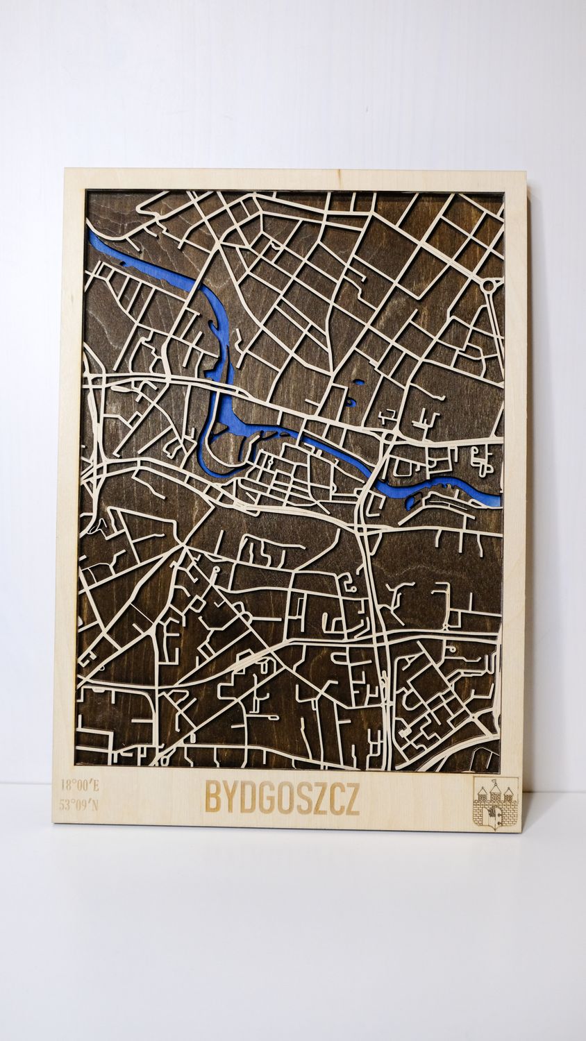 Drewniana mapa Bydgoszcz