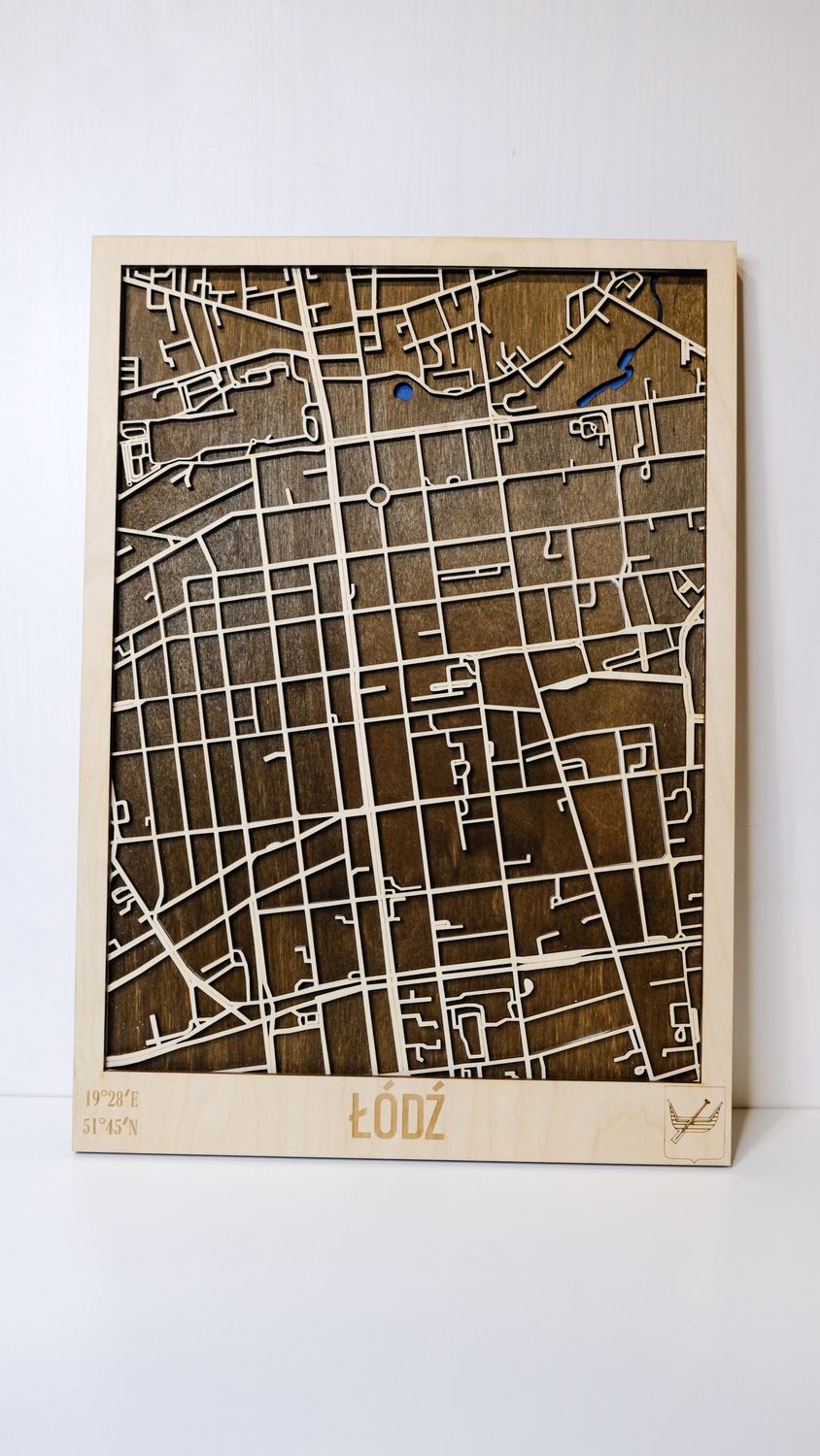 Drewniana mapa Łódź