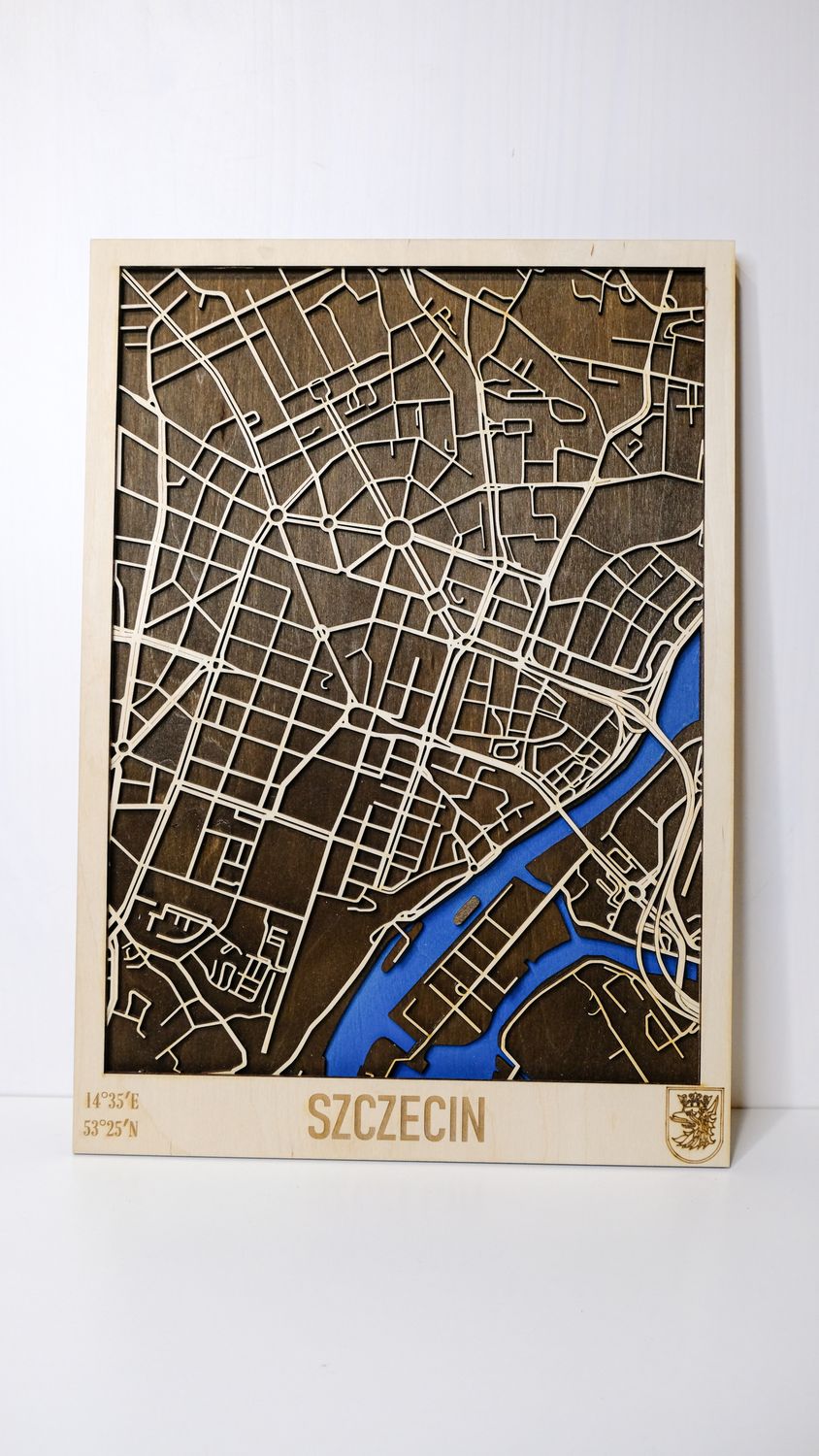 Drewniana mapa Szczecin