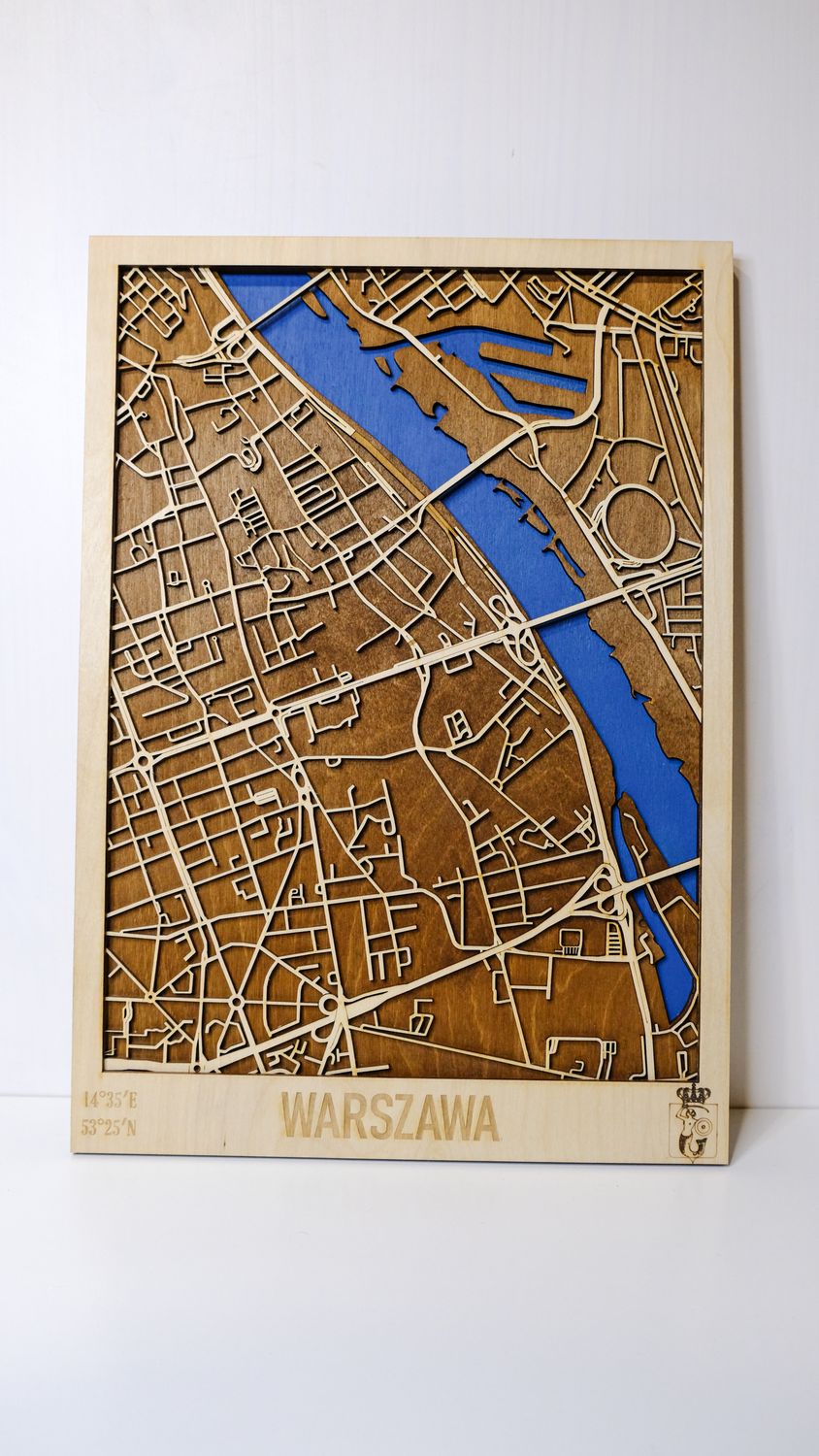 Drewniana mapa Warszawa