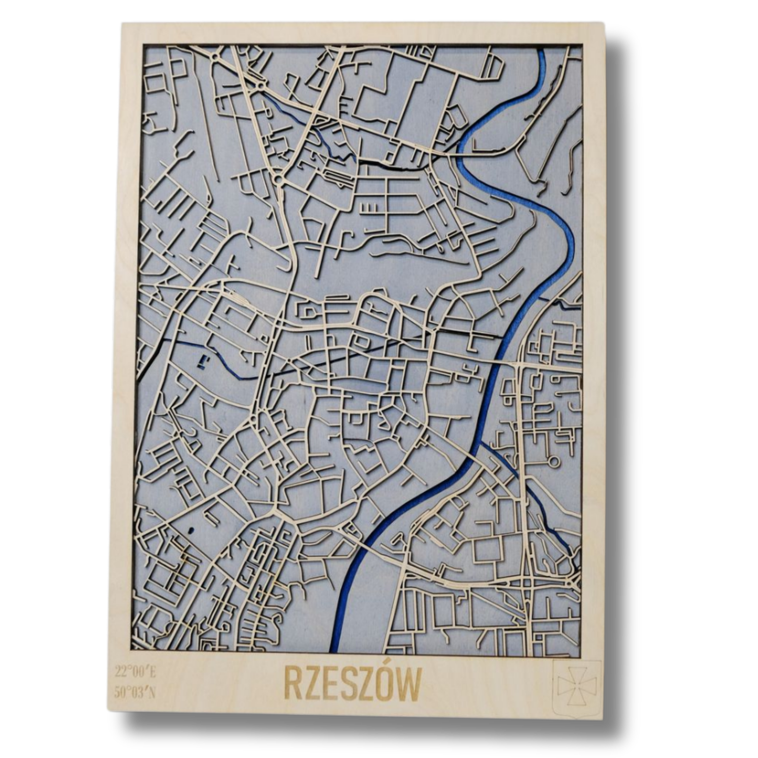 Drewniana mapa Rzeszów personalizowany grawer