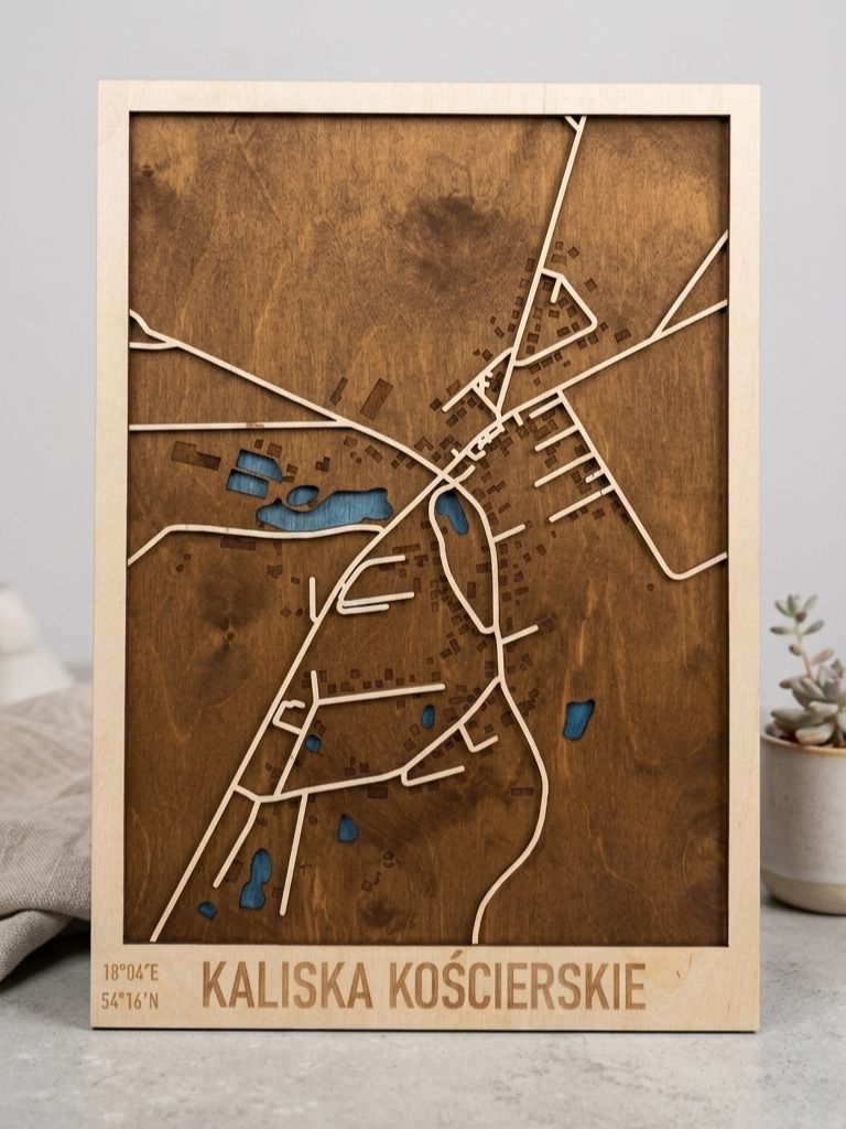Drewniana Mapa Kaliska Kościerskie – Kaszubska Dusza w Twoim Domu