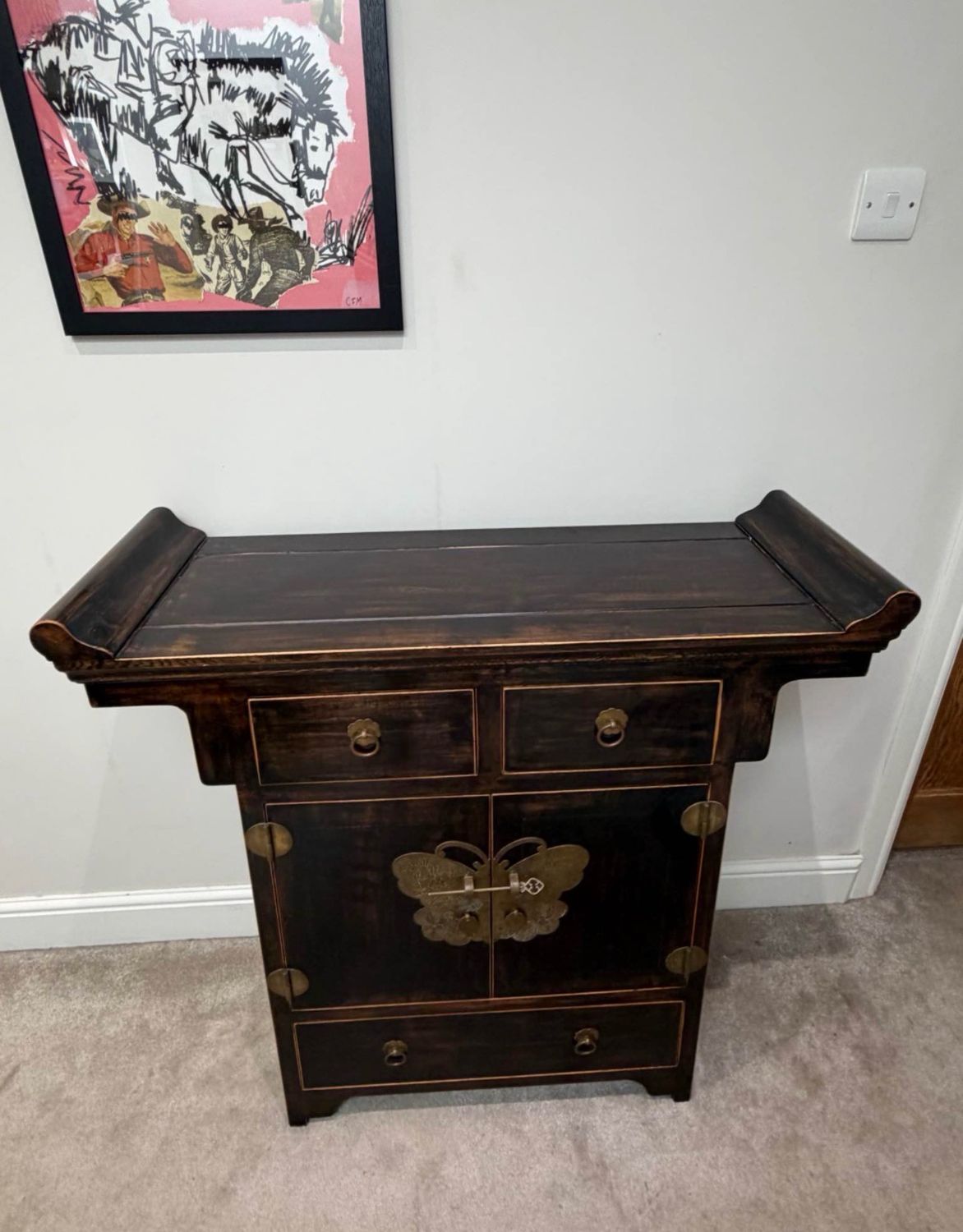 Chinese Black Lacquered Side Table