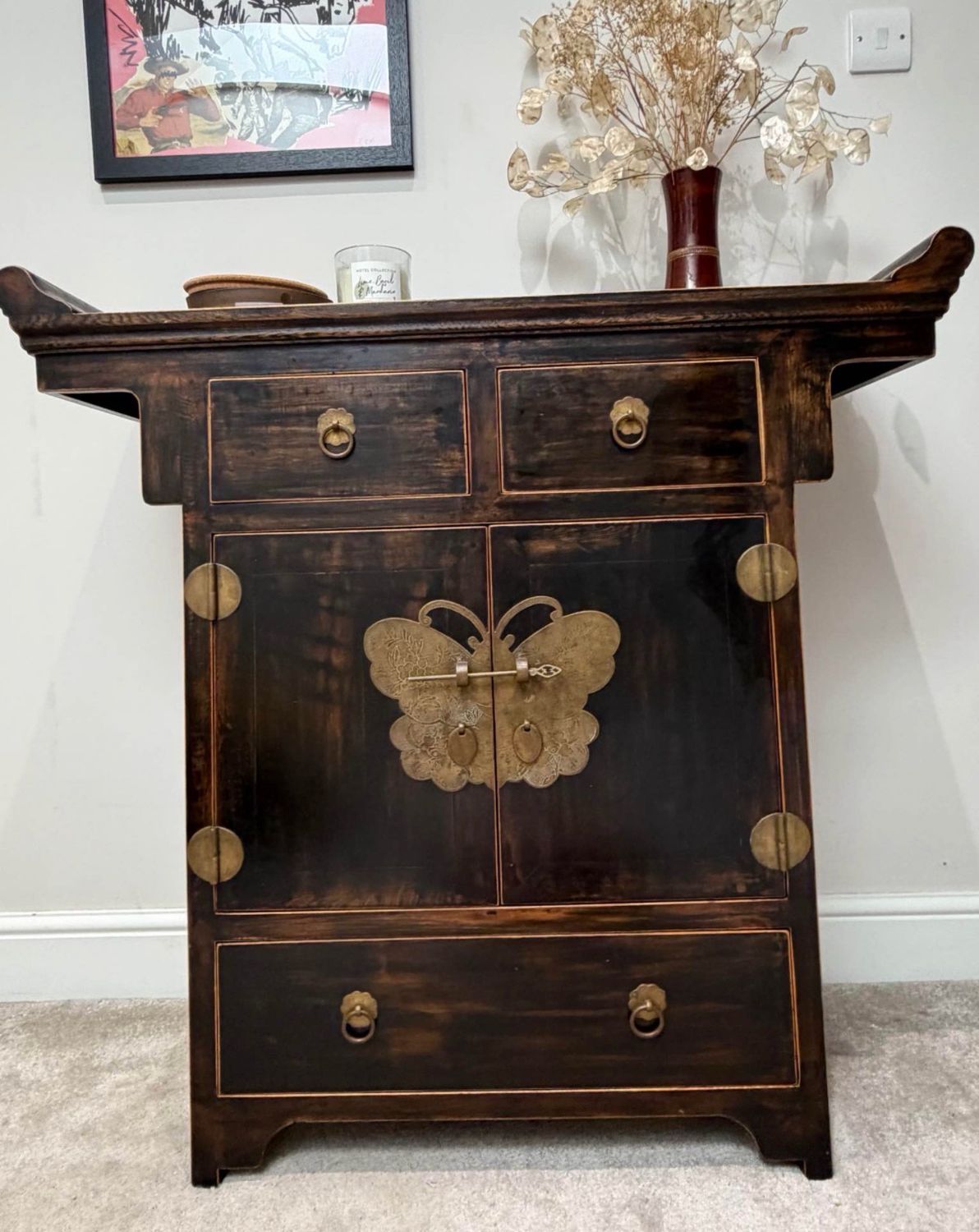 Chinese Black Lacquered Side Table