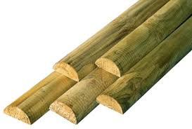 Half-round posts, 10 cm diameter, 4 m length