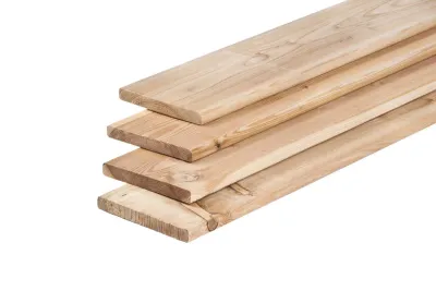 Treated board with two rounded corners