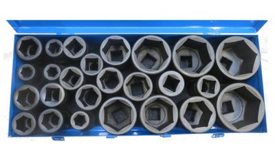 25-Piece 1" Metric Hex Impact Socket Set