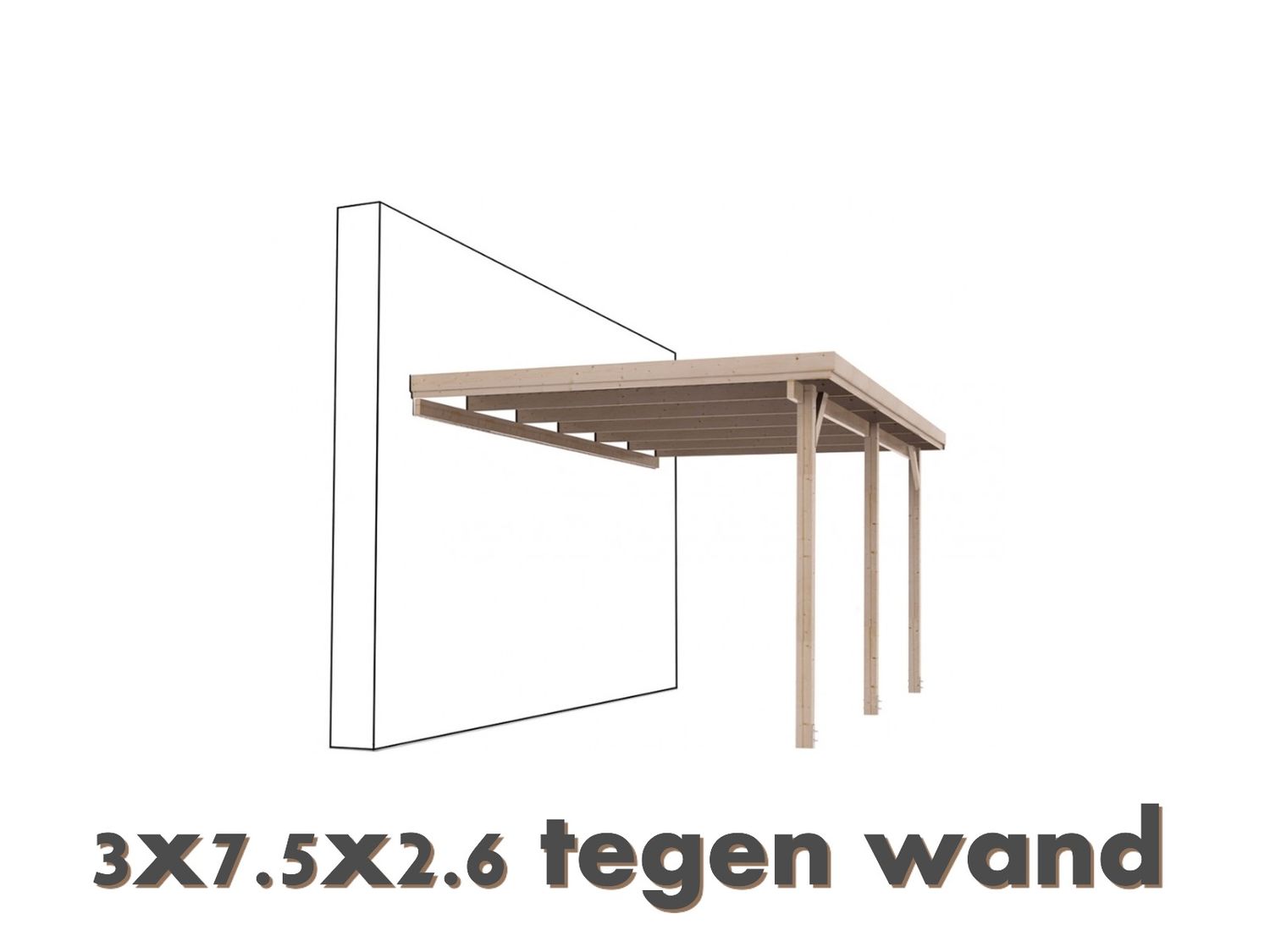 Carport, one side against the wall, 750x300x270 cm