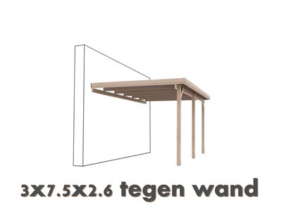 Carport, one side against the wall, 750x300x270 cm