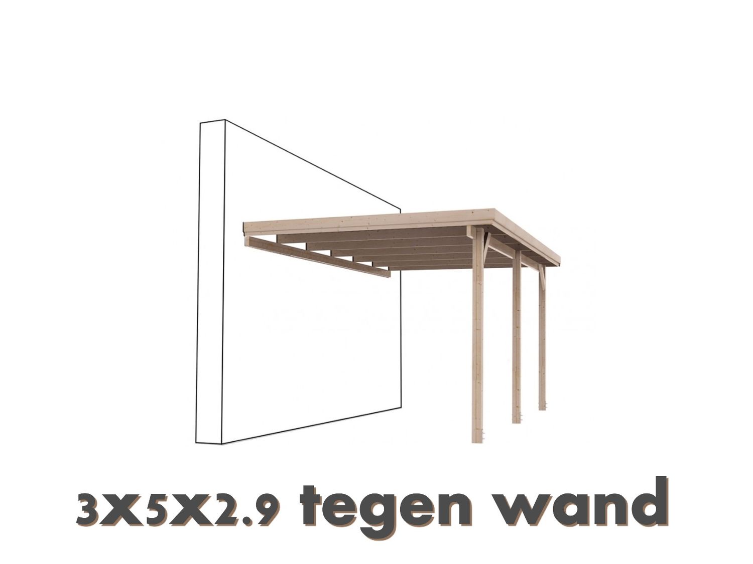 Carport one side against the wall 500x300x300 cm