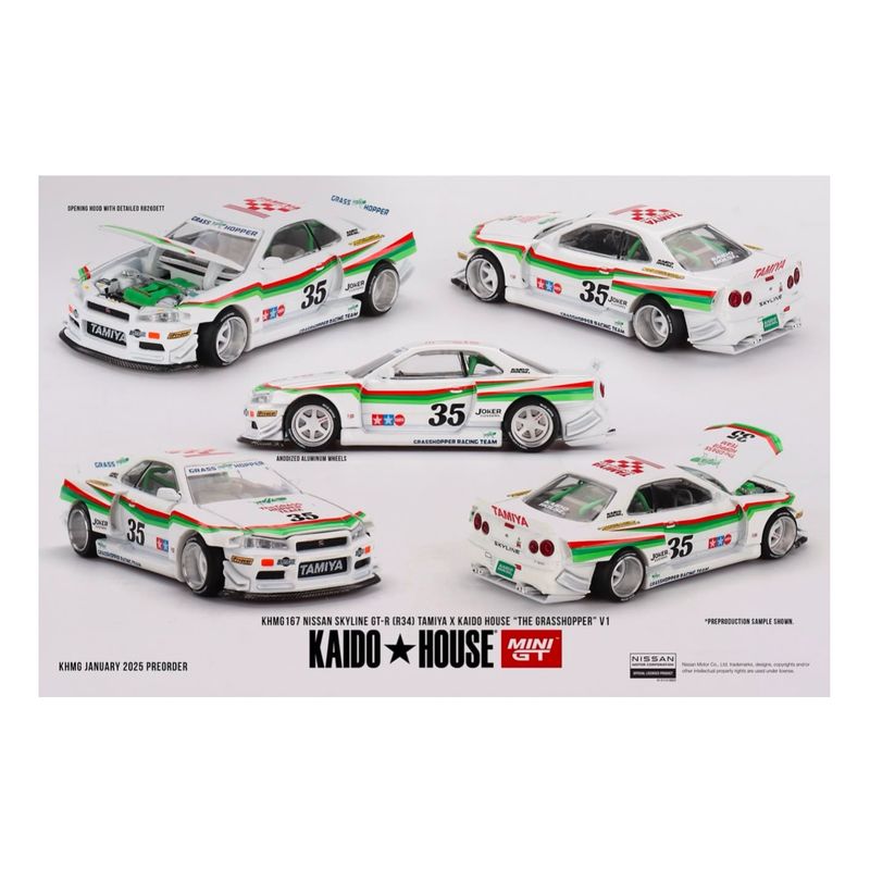 KHMG167 NISSAN SKYLINE GT-R (R34) TAMIYA X KAIDO HOUSE "THE GRASSHOPPER" V1