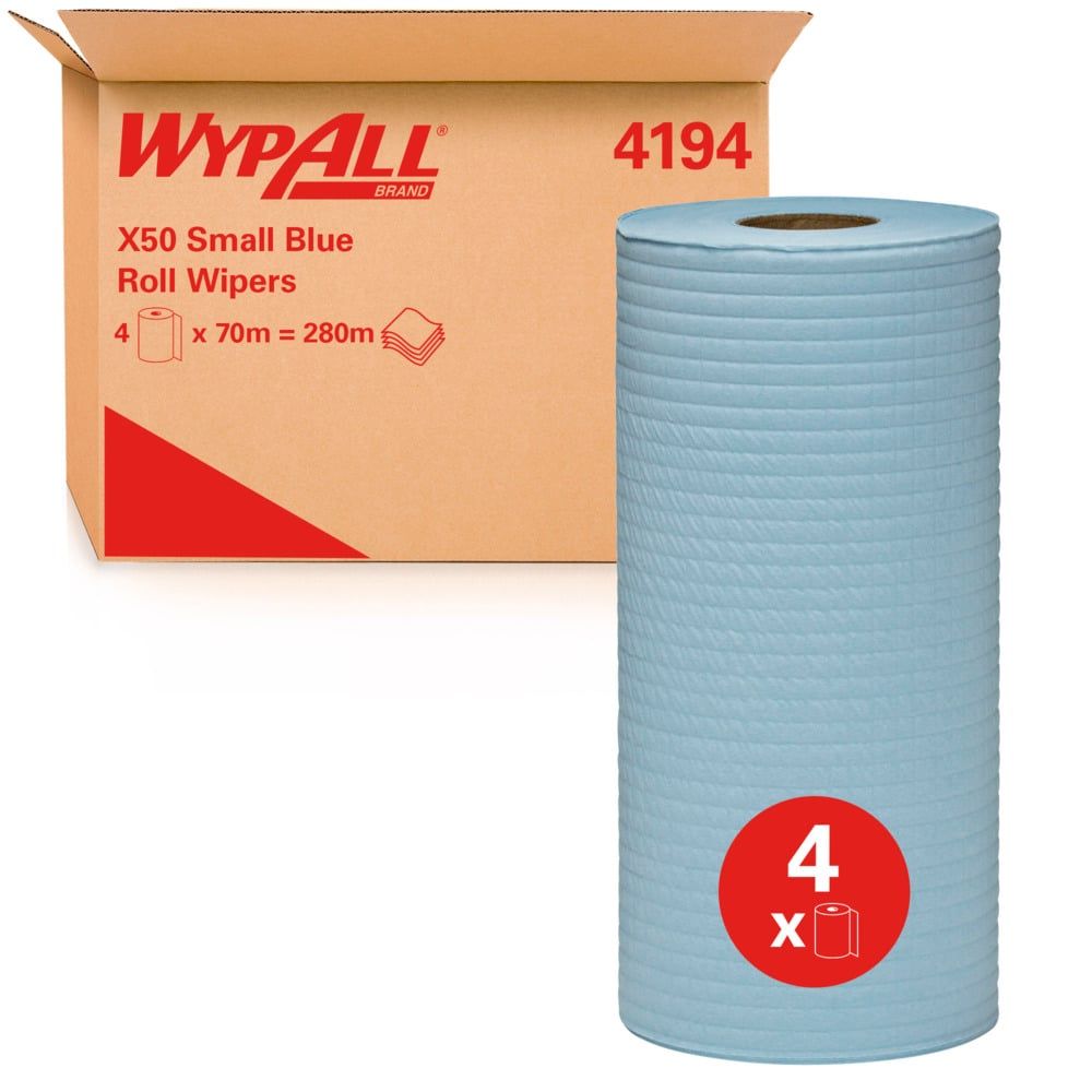 WYPALL® X50 Small Blue Roll Wipers 4194