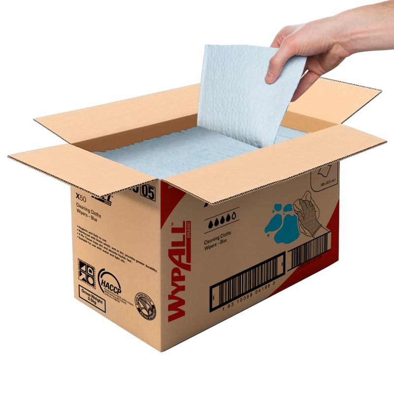 WYPALL® X50 Reinforced Single Sheet Blue Wipers 4199