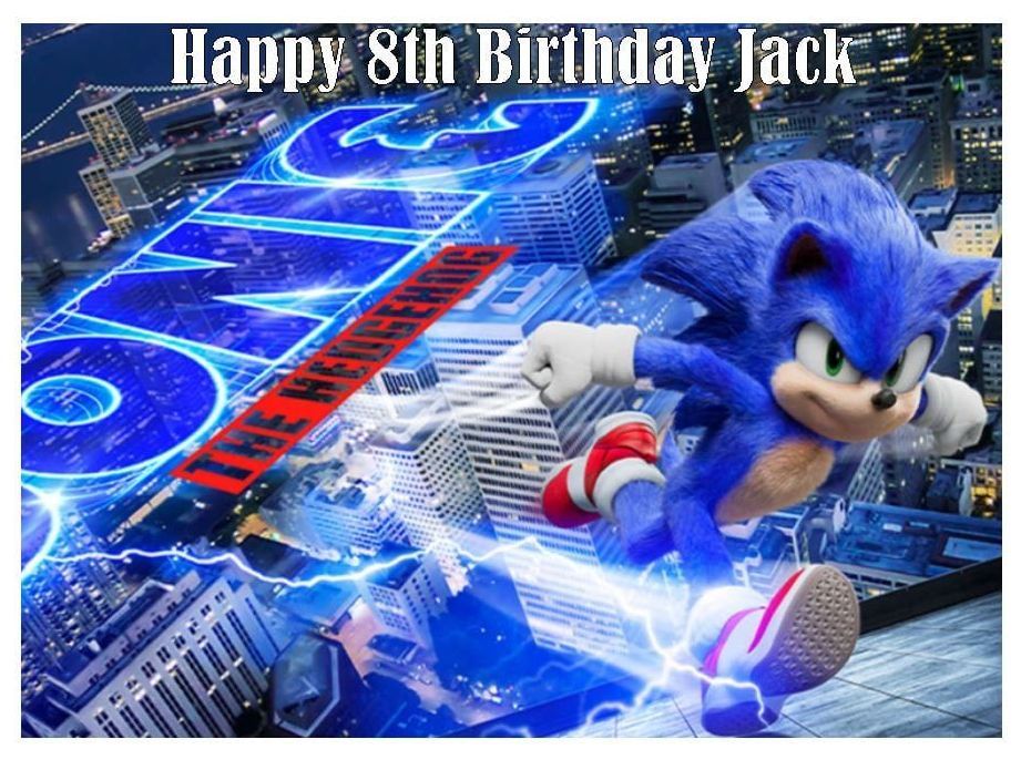 Sonic The Hedgehog Edible Icing Cake Decorations (19cm x 25.5cm)