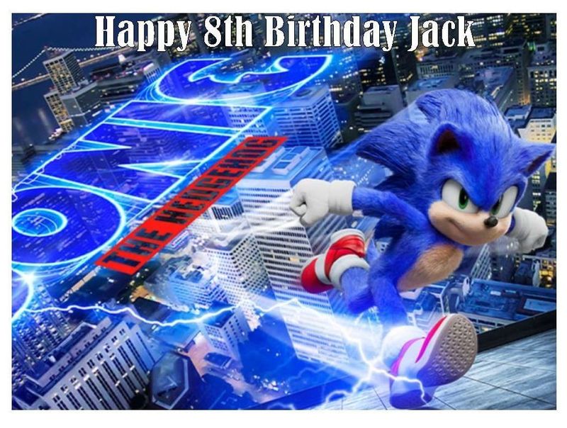 Sonic The Hedgehog Edible Icing Cake Decorations (19cm x 25.5cm)